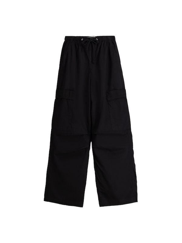 Bershka Wide leg Pantaloni cargo in Nero