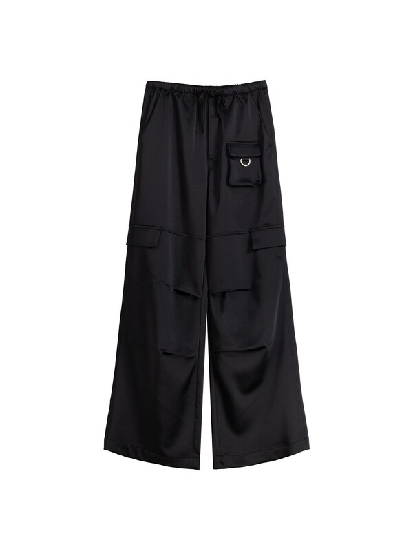 Bershka Wide leg Pantaloni cargo in Nero