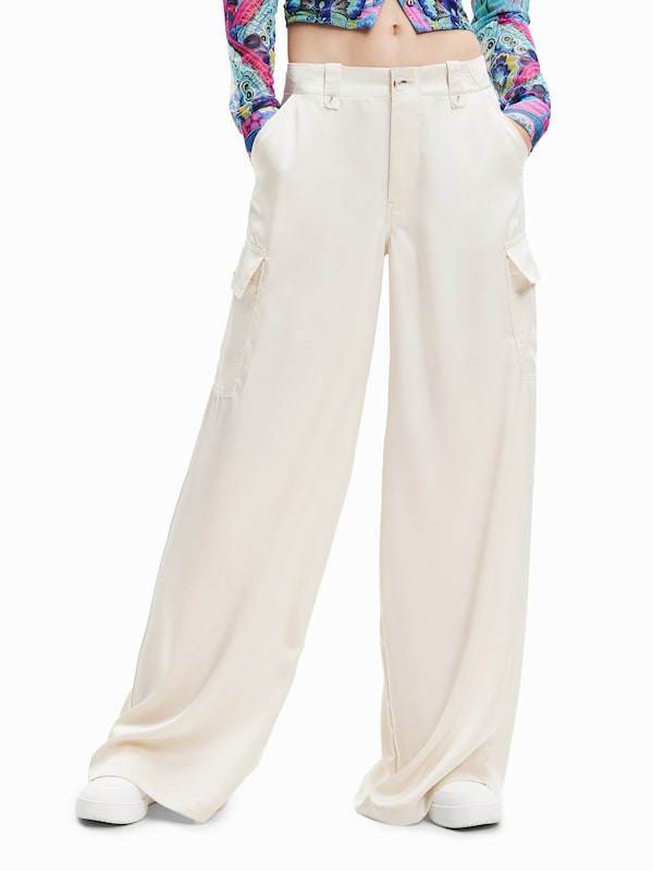 Desigual Loosefit Pantaloni Cargo 'Thelma-Lacroix' In Bianco