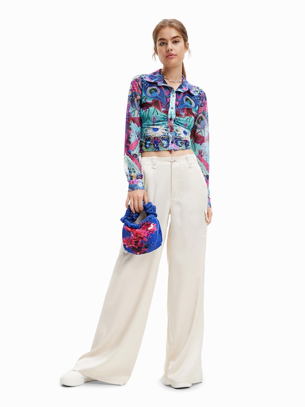 Desigual Loosefit Pantaloni Cargo 'Thelma-Lacroix' In Bianco