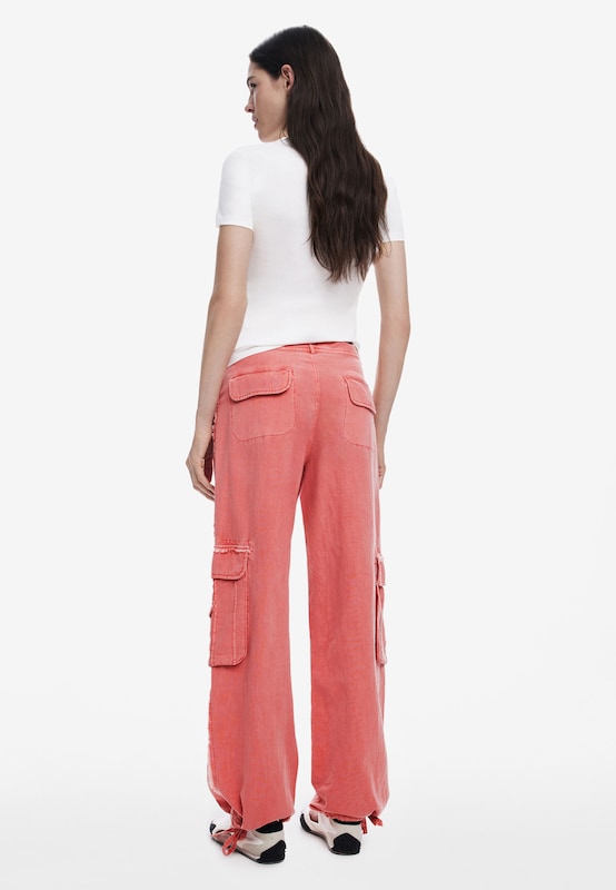 Desigual Wide Leg Pantaloni Cargo In Melone