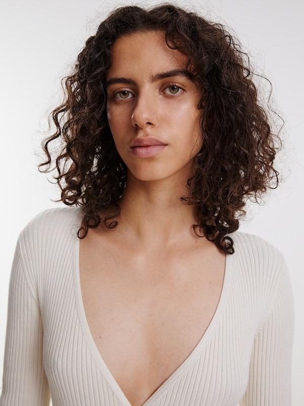 EDITED Abito In Maglia 'Mailien' In Beige Bianco
