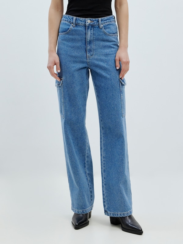 EDITED Wide Leg Jeans Cargo 'Nalu' In Blu Denim
