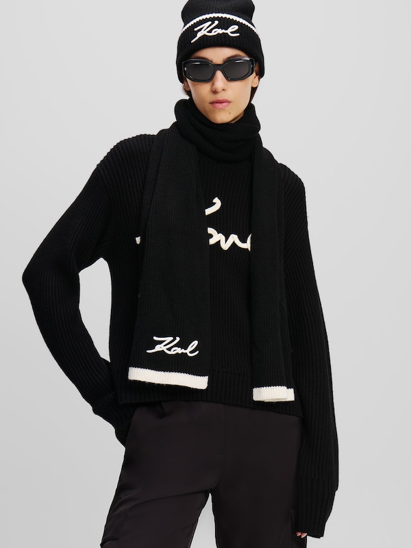 Karl Lagerfeld Sciarpa 'Signature' In Nero