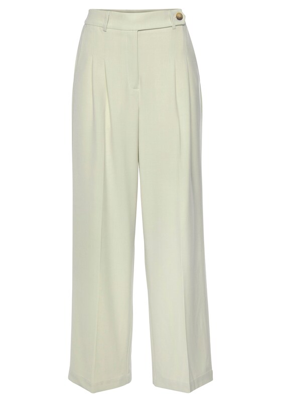 LASCANA Wide leg Pantaloni con piega frontale in Verde Pastello