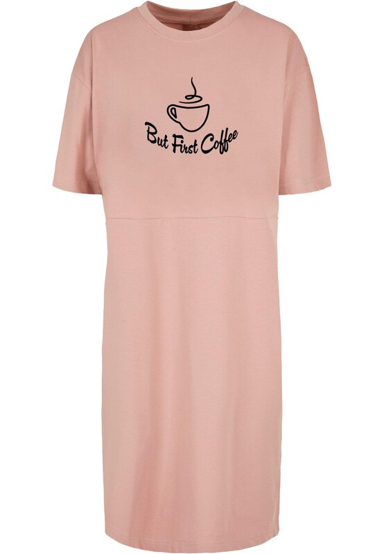 Merchcode Abito 'But First Coffee' in Rosa Antico