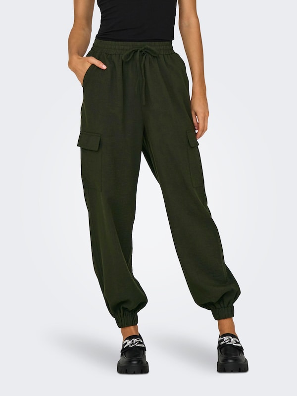 ONLY Tapered Pantaloni Cargo 'Katinka' In Verde Scuro