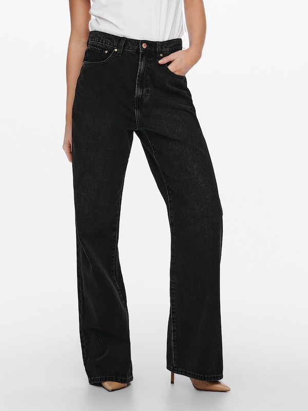 ONLY Wide Leg Jeans 'Hope' In Nero Denim