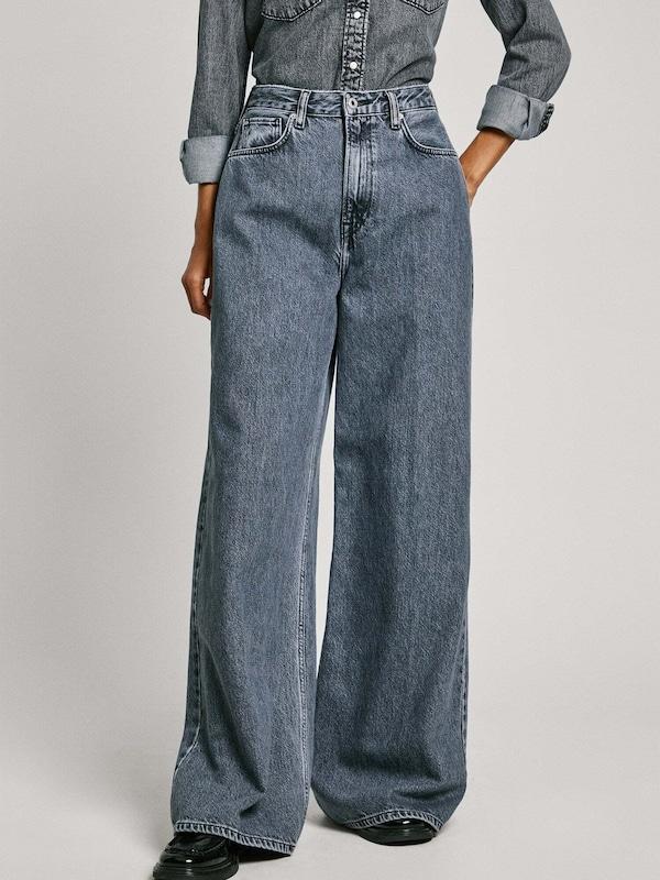 Pepe Jeans Wide Leg Jeans In Blu Denim