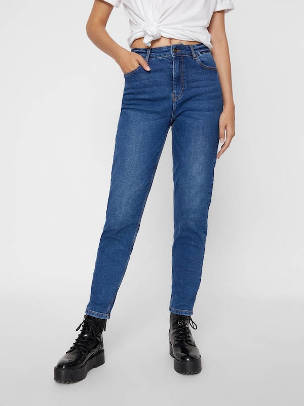 PIECES Tapered Jeans In Blu Denim