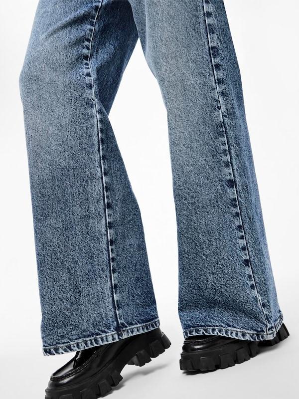 PIECES Wide Leg Jeans 'Selma' In Blu Denim
