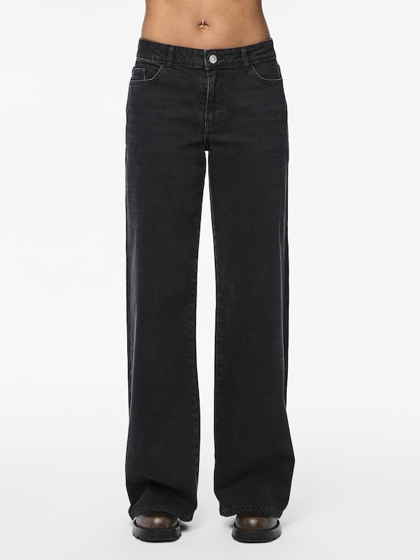 PIECES Wide Leg Jeans 'Selma' In Nero Denim