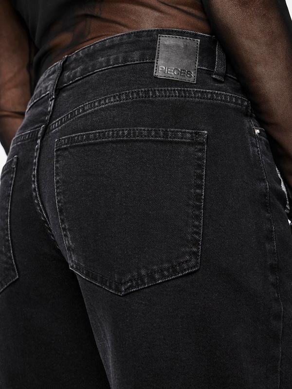 PIECES Wide Leg Jeans 'Selma' In Nero Denim
