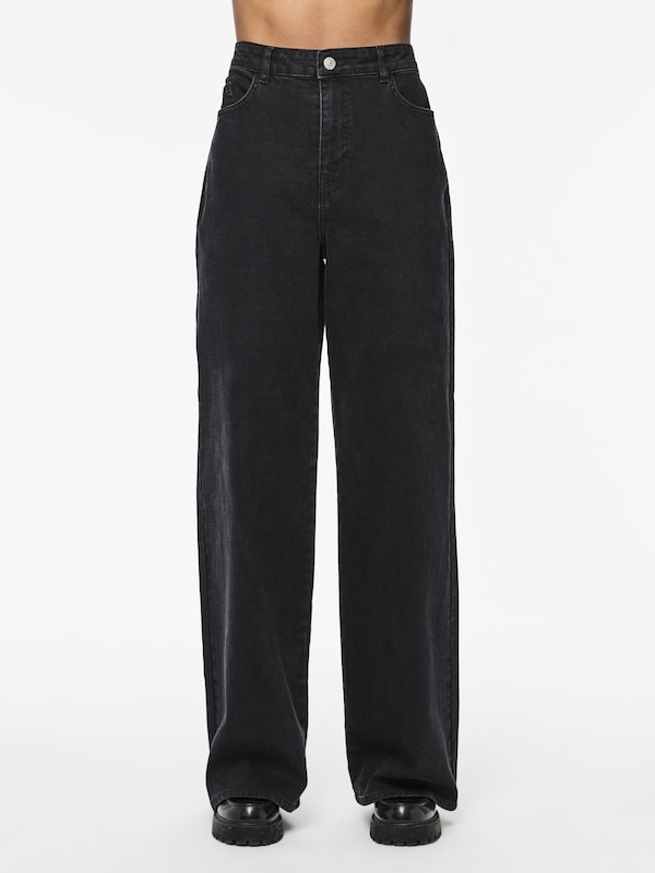 PIECES Wide Leg Jeans 'Selma' In Nero Denim