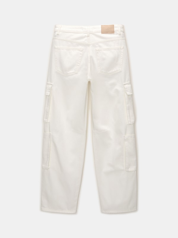 Pull&Bear Loosefit Jeans Cargo In Écru