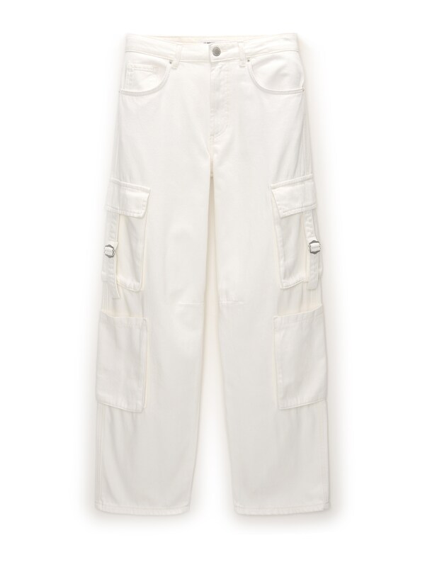 Pull&Bear Loosefit Jeans cargo in Écru