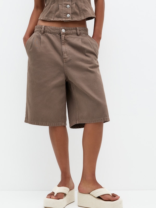 Pull&Bear Loosefit Jeans Con Pieghe In Marrone