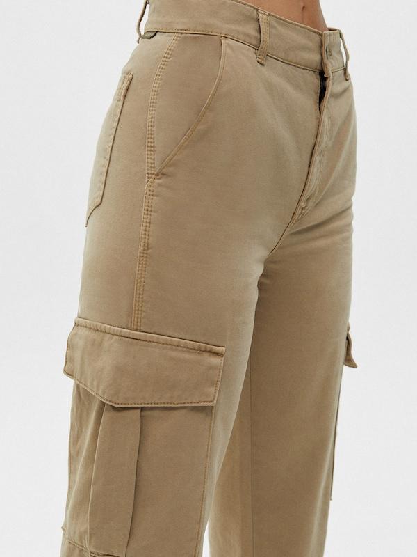 Pull&Bear Regular Jeans Cargo In Sabbia