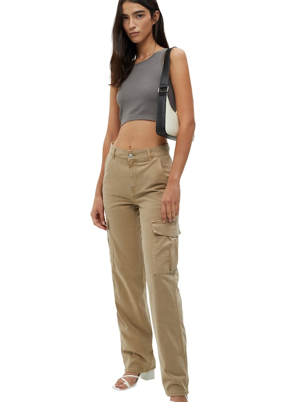 Pull&Bear Regular Jeans Cargo In Sabbia