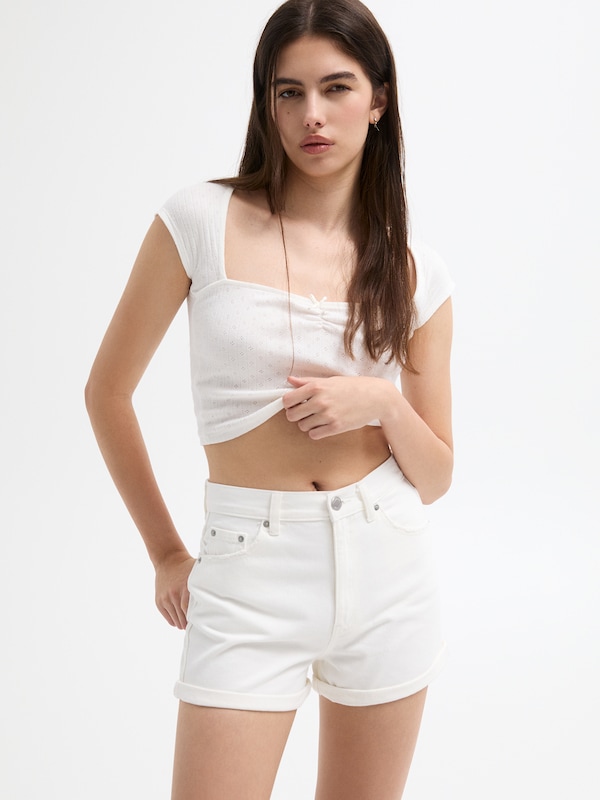Pull&Bear Regular Jeans In Bianco Denim