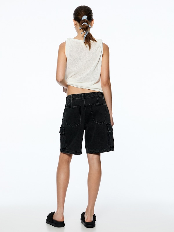 Pull&Bear Wide Leg Jeans Cargo In Nero