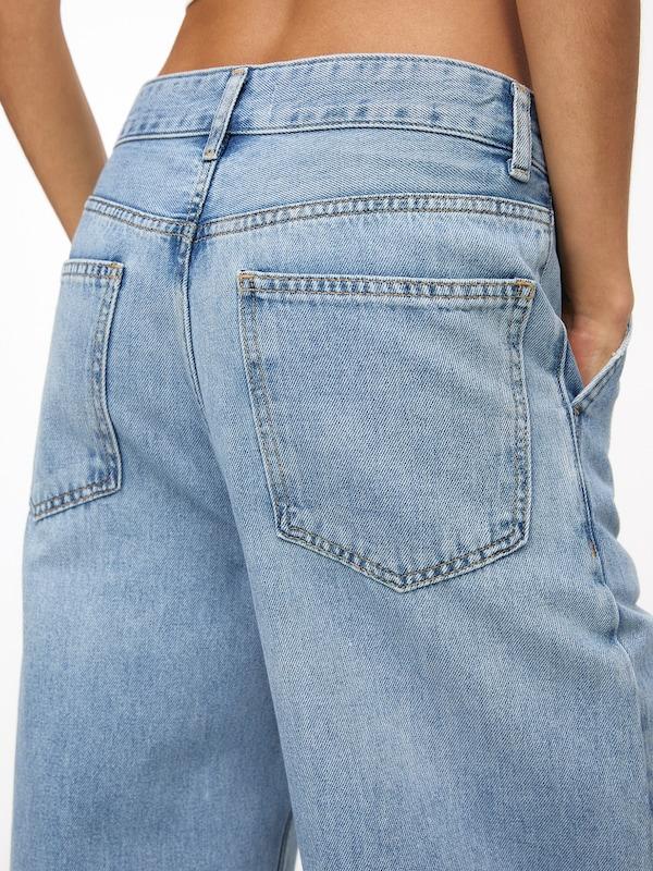 Pull&Bear Wide Leg Jeans Con Pieghe In Blu Chiaro
