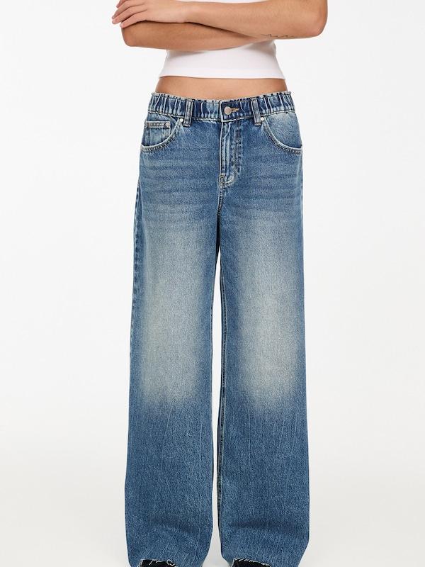 Pull&Bear Wide Leg Jeans In Blu Denim
