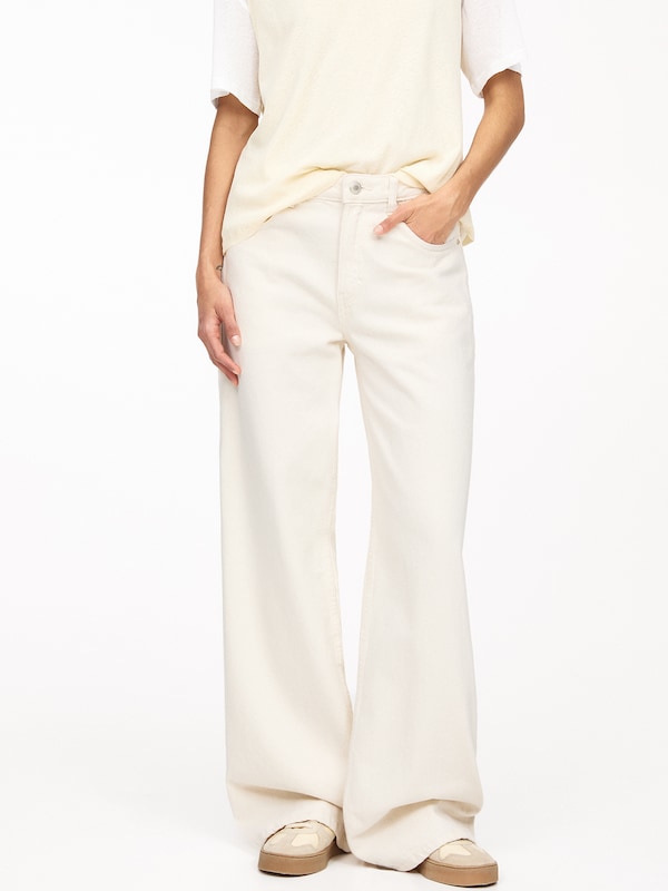 Pull&Bear Wide Leg Jeans In Écru