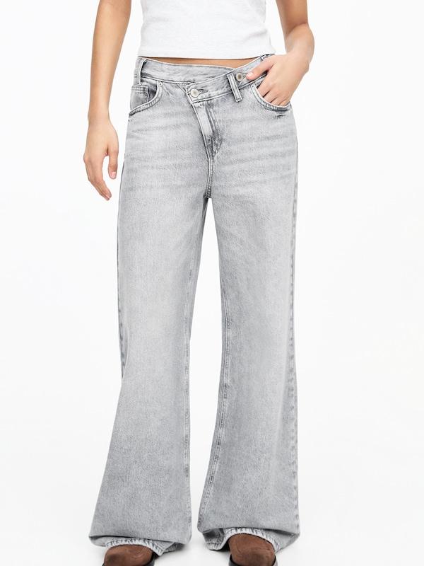 Pull&Bear Wide Leg Jeans In Grigio Denim