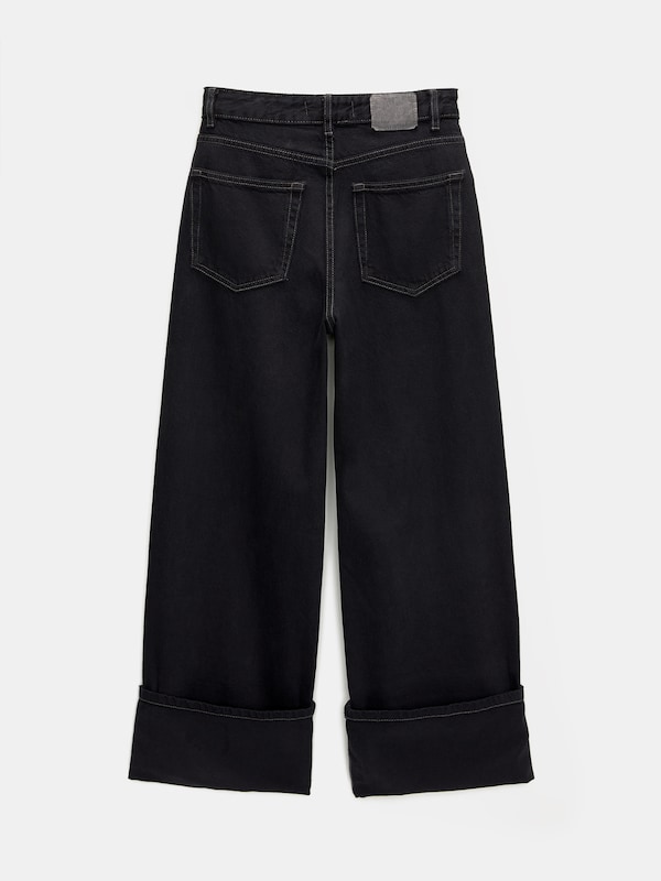 Pull&Bear Wide Leg Jeans In Nero Denim