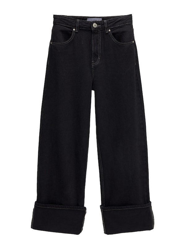 Pull&Bear Wide leg Jeans in Nero Denim