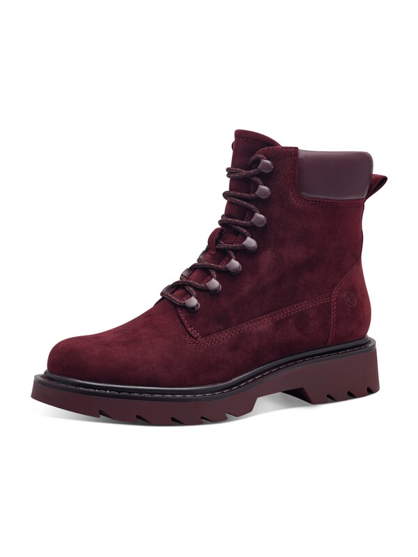 Tamaris Stivaletto stringato in Rosso Vino