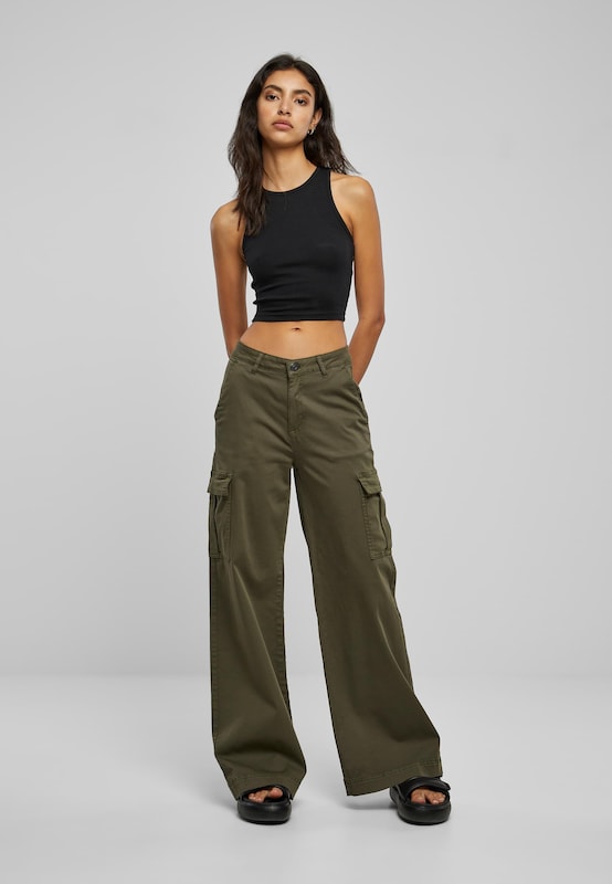 Urban Classics Wide Leg Pantaloni Cargo In Oliva