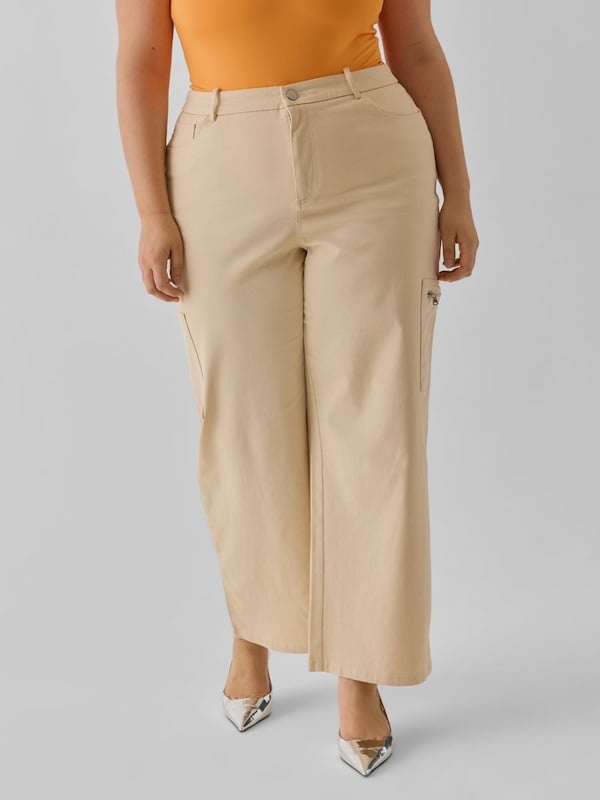 VERO MODA Bootcut Pantaloni Cargo 'Joann' In Beige Chiaro