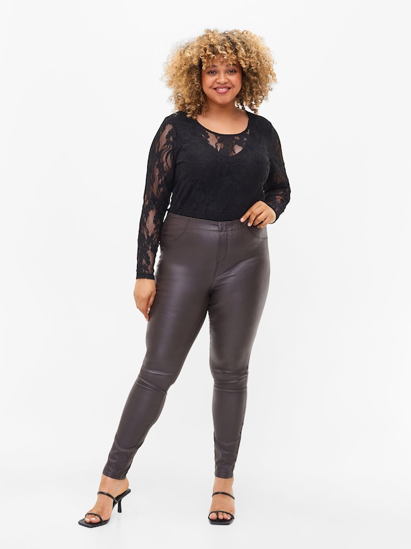 Zizzi Skinny Leggings In Marrone Scuro