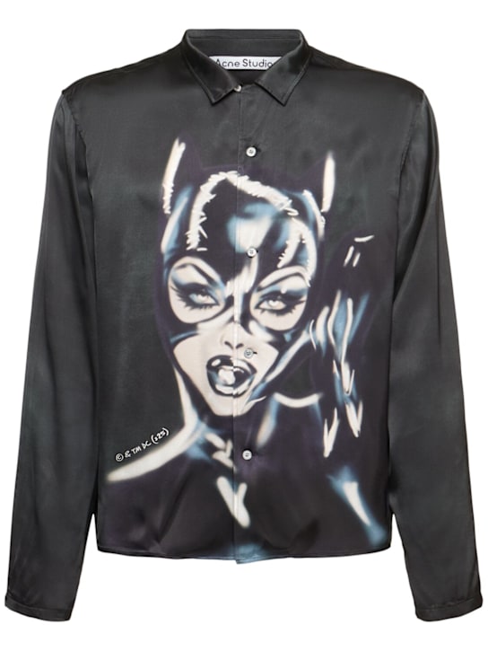 LuisaViaRoma Acne StudiosCamicia Sojama Cat Woman in raso stampato