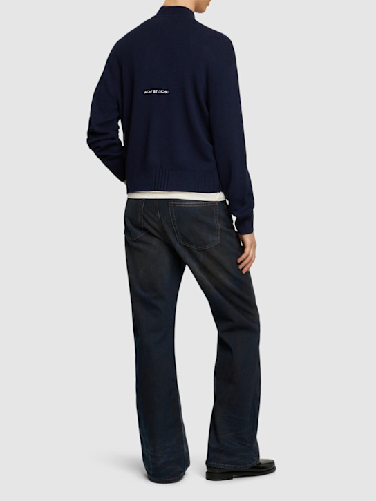 LuisaViaRoma Acne StudiosPullover In Misto Lana Con Zip E Logo