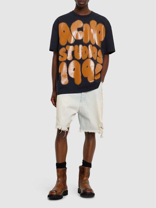 LuisaViaRoma Acne StudiosShorts Rudney In Denim Distressed