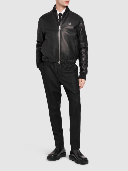 LuisaViaRoma AMI ParisBomber In Pelle Liscia Con Logo