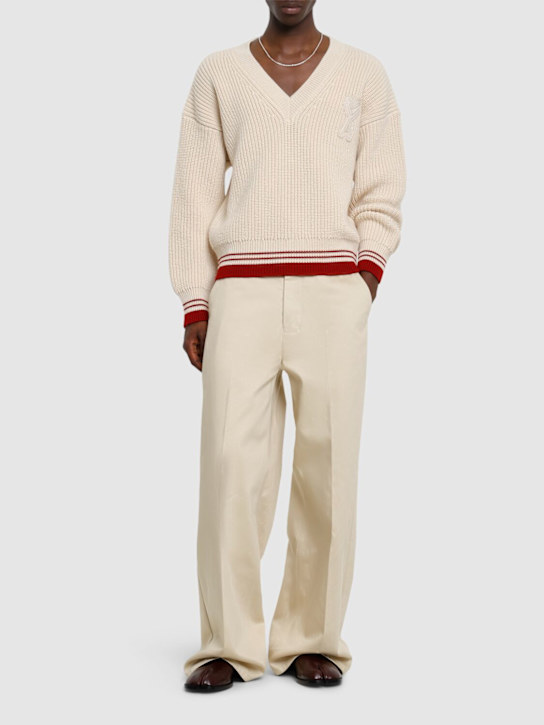 LuisaViaRoma AMI ParisMaglia In Lana A Costine Con Scollo A V