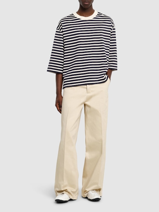 LuisaViaRoma AMI ParisT-shirt Maniche A 3/4 Oversize In Cotone A Righe