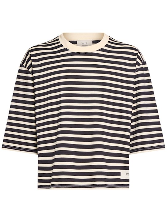 LuisaViaRoma AMI ParisT-shirt maniche a 3/4 oversize in cotone a righe