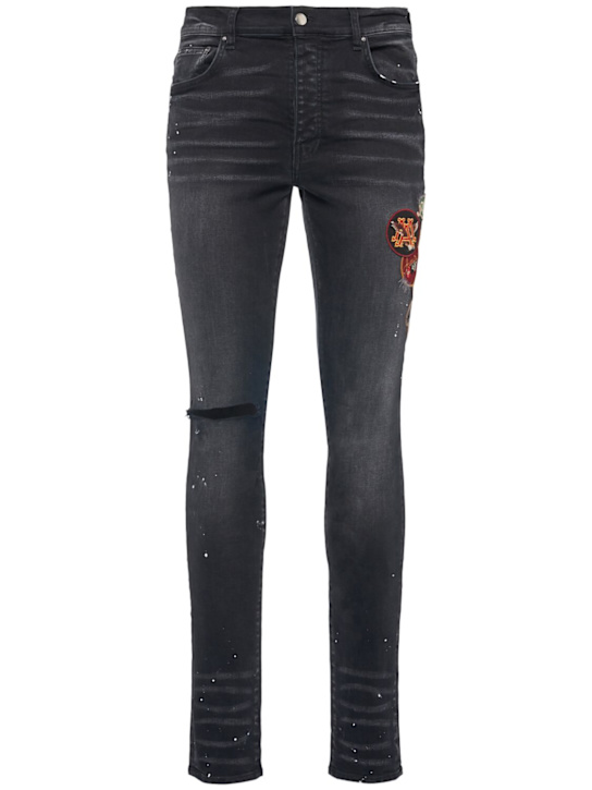 LuisaViaRoma AmiriJeans skinny in denim stretch con patch