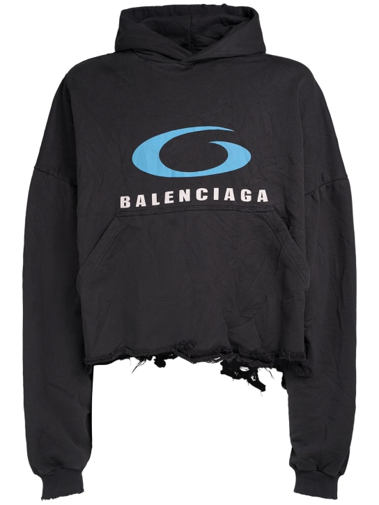 LuisaViaRoma BalenciagaFelpa cropped Icon Print in cotone / cappuccio