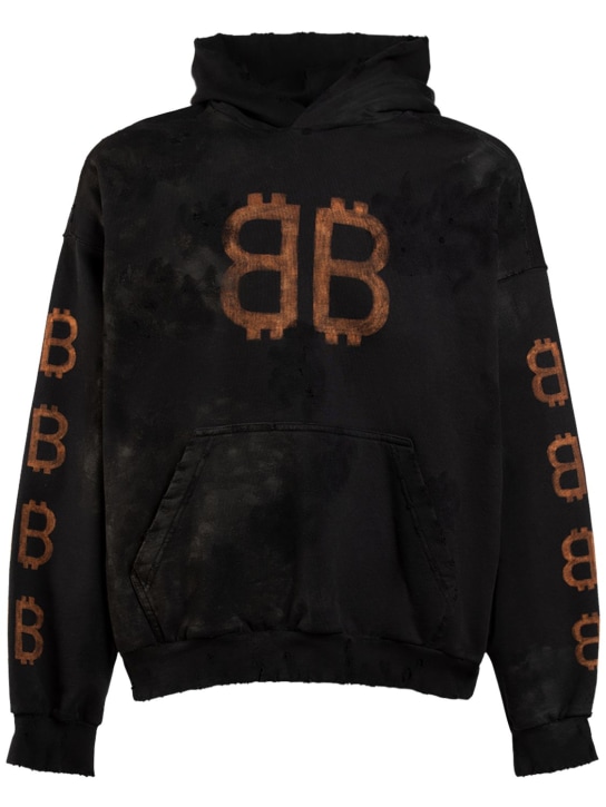 LuisaViaRoma BalenciagaFelpa in cotone distressed con cappuccio