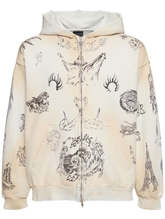 LuisaViaRoma BalenciagaFelpa Tattoo con zip e cappuccio