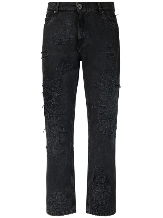 LuisaViaRoma BalmainJeans dritti in denim distressed