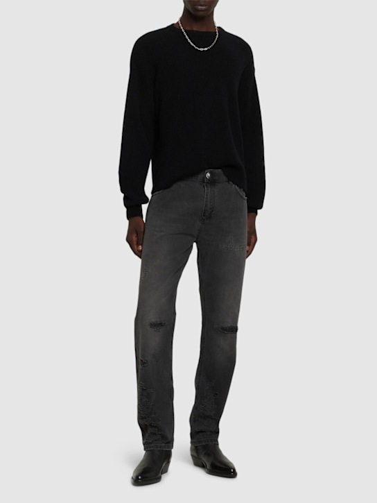 LuisaViaRoma BalmainJeans Regular Fit In Denim Di Cotone Destroyed