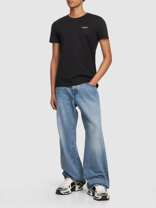 LuisaViaRoma BalmainT-shirt In Cotone Organico Con Logo Floccato