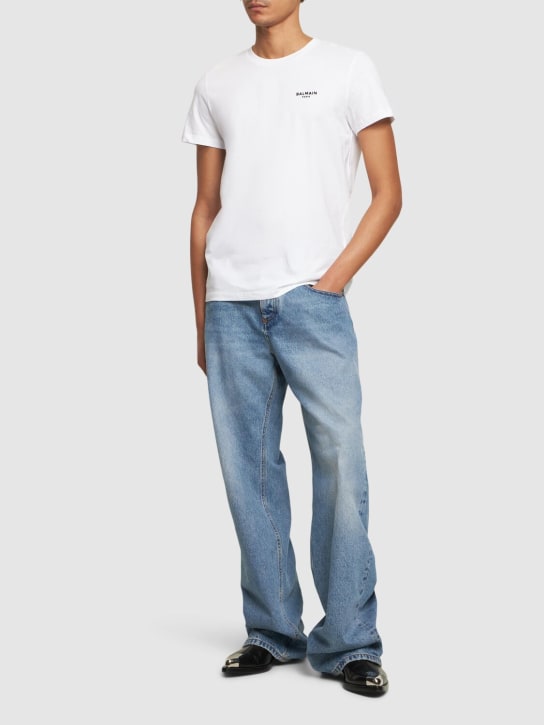 LuisaViaRoma BalmainT-shirt In Cotone Organico Con Logo Floccato